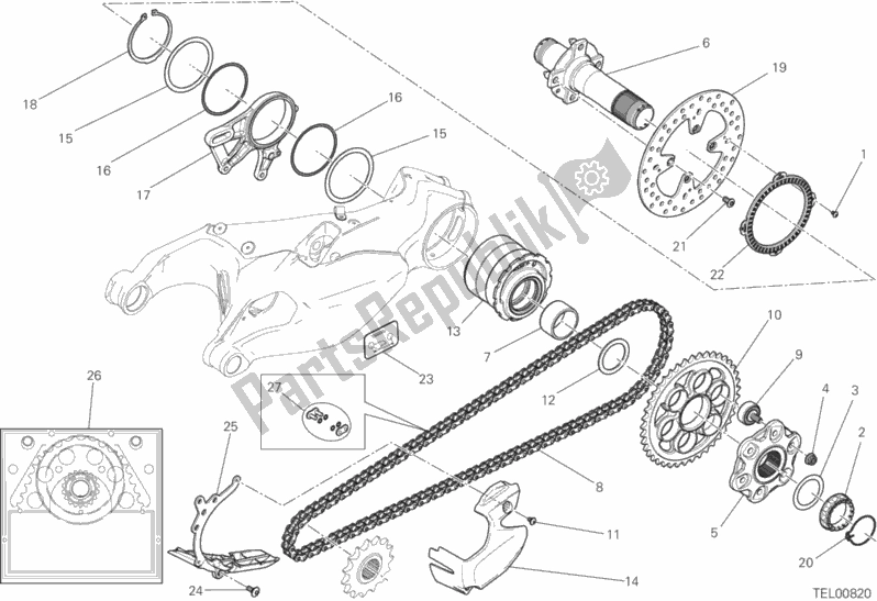 Todas las partes para Eje De La Rueda Trasera de Ducati Superbike 1199 Panigale Superleggera USA 2014